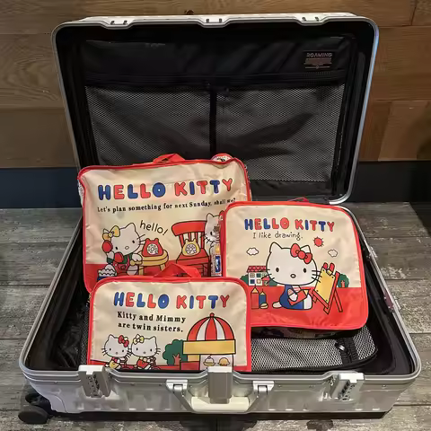 New Sanrio Hello Kitty Cute Travel Three-piece Set Lingerie Packing and Finishing Bag Storage Bag An