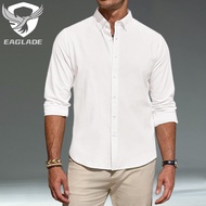 EAGLADE Men's Long Sleeve Golf Formal Casual Shirt for Men Man F2401 in White D04