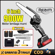 Reaim Chain Saw Cordless 2 baterai 6 Inch Chainsaw Cordless Chainsaw