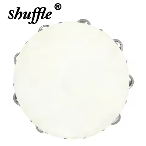 10 Inches Tambourine Drums Sheepskin Wooden Tambourine Percussion Musical Instruments Children Enlig