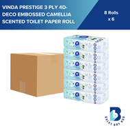 [Carton Deal] Vinda Prestige 3 Ply 4D-Deco Embossed Camellia Scented Toilet Paper Roll (8 Rolls) (Bu