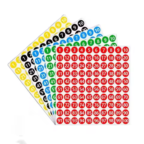 10sheets 1cm colorful paper number Sticker 1-100 Serial Consecutive Number Labels Self-adhesive Roun
