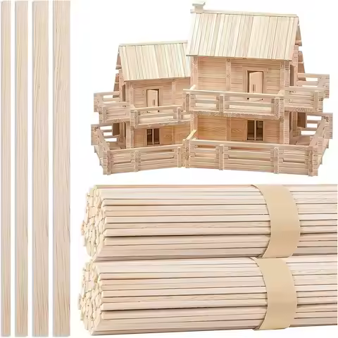 130pcs Balsa Wood Wooden Strip Craft Square Cudgel Model Toys Building Carving Handicraft DIY Access