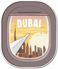 2 x 10cm Dubai Vinyl Stickers - UAE Plane Window Flight Flag City Landmarks Travel Holiday Location