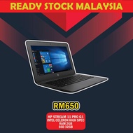 Laptop HP Stream 11 Pro G1/G2 / intel celeron high spec / RAM 2GB 4GB / SSD 32GB 64GB / WINDOWS 10