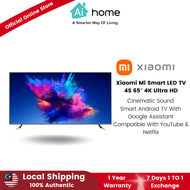 XiaoMi LED Smart TV 4S 65" 4K Ultra HD [ Global Version ] - HDR+ | Cinematic Sound | 60Hz |  Smart Android TV With Google Assistant | YouTube | Netflix [ Aihome ]