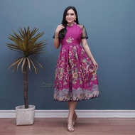 dress cheongsam ungu teratai - dress pesta - dress batik modern