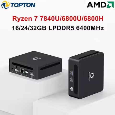 Topton Metal Gaming Mini PC AMD Ryzen 7 7840U 7735HS 6800H LPDDR5 16/24/32GB 6400MHz Office NUC Comp