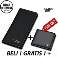 BONUS DOMPET PENDEK beli 1 Gratis 1 Dompet Panjang lipat Dua Kulit sintetis