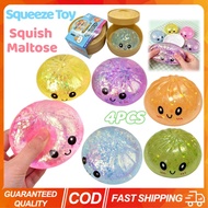 4PCS Glitter Dumpling Squeeze Ball Fidget Squishes Squishy Maltose Dough Ball Soft Slow Rebound Deco