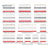 200Pcs Fast Switching Schottky Diode Kit 1N4001 1N4004 1N4007 1N5408 UF4007 FR207 1N5817 1N5819 1N58
