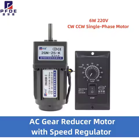 NEW 6W 220V AC Gear Reducer Motor with Speed Regulator Adjustable Speed CW CCW Single-Phase Motor 2I