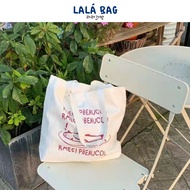 LALÁ BAG E164 Red Random Words Printed Open Canvas Tote Bag