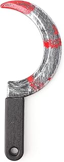 Grim Reaper Scythe Prop, Halloween Weapons for Costume Party, Bloody Knife Fake Weapons, Plastic Sic