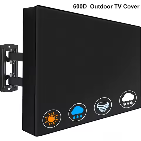 600D Oxford Cloth Weatherproof Dust-proof Outdoor TV Cover Beige 32‘’ To 65‘’ Protect TV Screen Gard