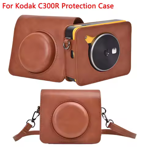 Retro PU Leather Camera Bag For Kodak C300R Protection Case with Vintage Removable Shoulder Strap fo