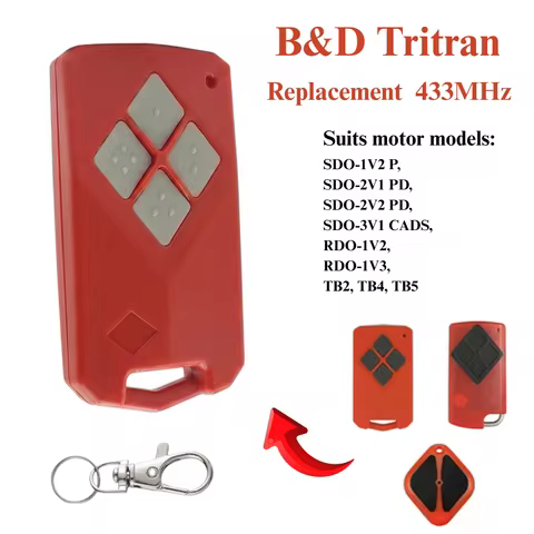 Comaptible B&D Tritran TB5 433mhz Garage Door Remote BND BD2 BD4 TB5V2 for B&D SDO-4V1 3V1 2V1 1V2 P