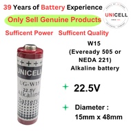 W15 (Eveready 505 or NEDA 221) 22.5V Alkaline battery Energizer 505 22.5V battery Exell 505 battery 