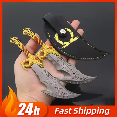 15cm/5.9in God of War Ragnarok Kratos Weapons Blades of Chaos Runic Double Blade Metal Game Model Sw