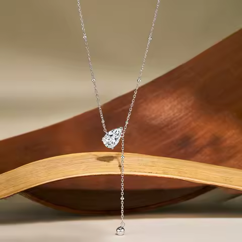 Certified 1/2/3Carat Waterdrop Moissanite Pendant Necklace For Woman S925 Silver Y-Style Pear Cut So