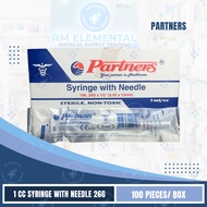 PARTNERS (1cc) Syringe with need/e GAUGE 26G x 1/2" 100 pcs/ BOX
