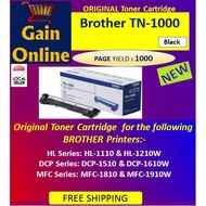 TN-1000 Original Brother Toner Cartridge for Brother Printers  HL-1110, 1210W,  DCP-1510, 1610W, MFC