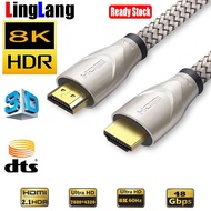 【 Ready Stock】 ☞8K Cable HDMI Cable Real HDMI 2.1 Cable A-A UHD 8K HDMI Cable 60Hz 4K120Hz 1080P 144Hz 3D 48Gbps HDMI De