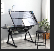 Drafting table with stool drawers and side table by Artist Loft