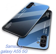 [ส่งจากไทย] เคสกระจก กันกระแทก Case โทรศัพท์ ซัมซุง Samsung galaxy A55 5G เคสกระจกสองสี เงาไล่สี ขอบนิ่มเคส