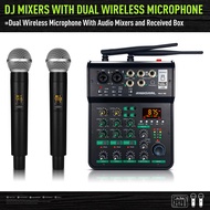 มิกเซอร์ พาเวอร์มิกเซอร์ power mixer คิดค่าใช้จ่าย ไมโครโฟนไร้สาย Bluetooth แบตเตอรี่ในตัว DSP เอฟเฟกต์เสียงก้อง เครื่องเสียง