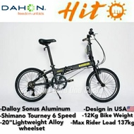 Dahon Hit Folding Bike 20" Aluminum Frame Shimano 1x6speed Lightweight 12kg