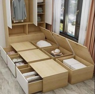 🌲實木榻榻米床 箱體床 獨立格子床 地台床 方格儲物床 多功能組合床 地枱床 床箱體組合櫃 儲物櫃 收納箱 Bed # Customizable Size # Checked Storage Bed 