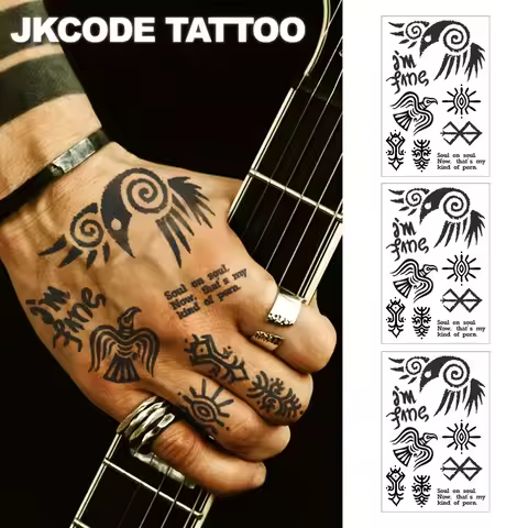 Waterproof Viking Ravens Tattoo, Hands, Cryptic Symbol Temporary Tattoos, Magic Tattoos, Lasts 1-2 W