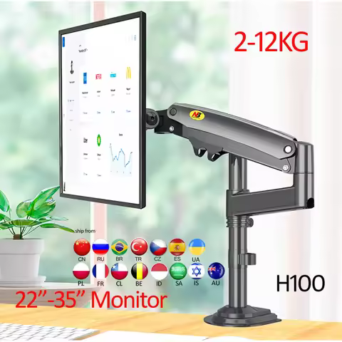 NB NEW H100 22-35" Monitor Holder Arm Gas Spring Full Motion LCD TV Mount 2-12kg dual arm clamp brac
