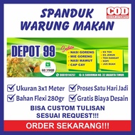 Spanduk Sepanduk Bener Baner Banner Backdrop Plang Promosi Usaha Warung Depot Warkop Warteg Makan Ma