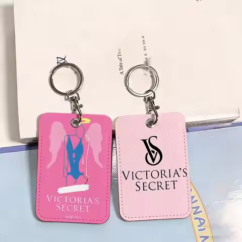 V-Victoria-logo-S-Secret Rectangle Keychain Card Holder, Badge Credit Card Holder, Student ID Card H