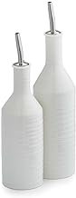 Portmeirion Sophie Conran White Oil and Vinegar Drizzling Set | 10.5 Inch Oil and 9 Inch Vinegar Dispenser Cruet Bottle Set | Made from Fine Porcelain