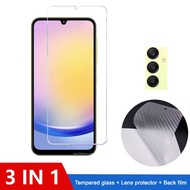 3 in 1 Samsung A25 5G Tempered Glass For Samsung S24 A14 A15 5G A24 A25 A34 A54 Screen Protector Lens protector And Carbon Fiber Back Film