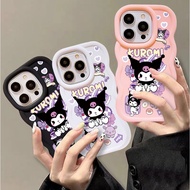 Macaron colored Kuromi wavy edge anti fall angel eye phone Casing For Samsung S22 Ultra S23 Ultra 24