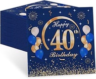 40th Birthday Man Napkins, Pack of 60 Elegant Birthday Napkins, Happy Birthday 40 Napkins, 2-Layer T