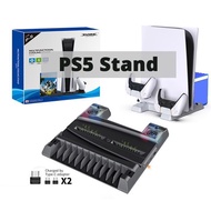 【SG】PS5 Stand with Suction Cooling Fan Game Disc Storage PS5 Controller Charger Dock Playstation 5 Console Stand