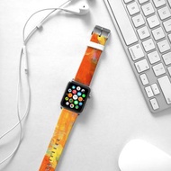 Apple Watch 真皮手錶帶,香港原創設計師品牌 - 橙色油彩圖紋 13