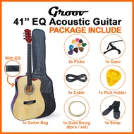GROOV - 41 Inch EQ (G-41CEQ) Pickup Acoustic Guitar Basswood Top Side & Back Cutaway | Gitar Akustik