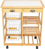 Home Office Kitchen &amp; Dining Room Cart 2-Drawer Removable Storage Rack with Rolling Wheels Kitchen Trolley Cart Dining