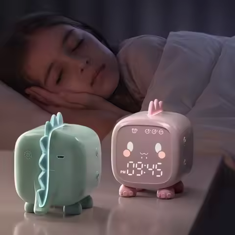 Dinosaur Alarm Clock For Kids Led Digital Clock With Night Light Sleep Trainer, Auto-dim Snooze For 
