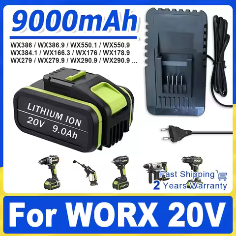 For Worx 20V Li-ion Battery Tools Replacement Battery 6Ah for Worx WA3551 WA3551.1 WX176 WX242 Screw