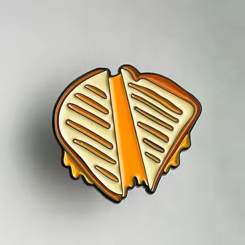 2pcs Charming Grilled Cheese Enamel Pin - Perfect for Jackets, Denim & Gifts | Cartoon Food Brooch