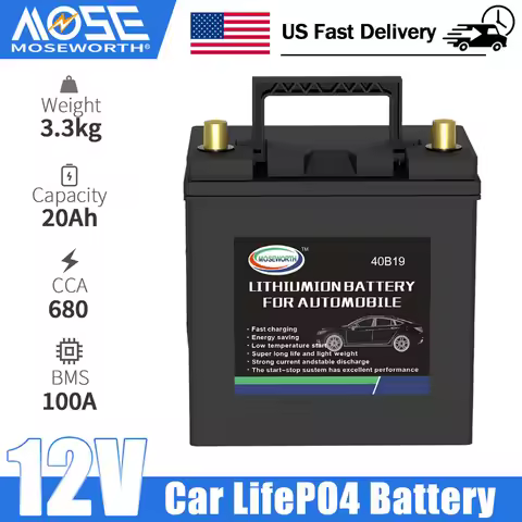 40B19 Car Battery 12.8V 20Ah CCA680 Car Starting Lifepo4 Battery Lithium Iron Phosphate Maintenance 