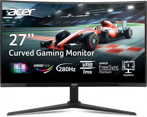 27 Inch 1500R Curved Full HD Gaming Monitor with AMD FreeSync Premium, 280Hz Refresh, 1ms VRB, Displ