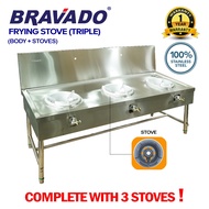 GAMA Stainless Steel DIY 3-Burner Kwali Range Dapur Gas 3 Tungku Stove Range/3 Kwali Range/3 Lubang 